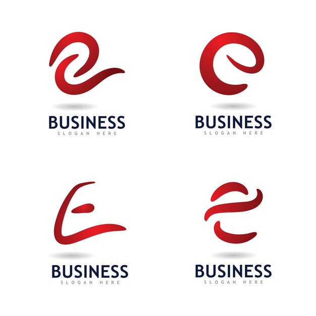 set of business e letter identity logo vector design