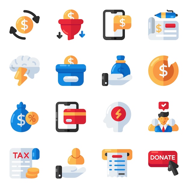 Set of business and finance flat icons