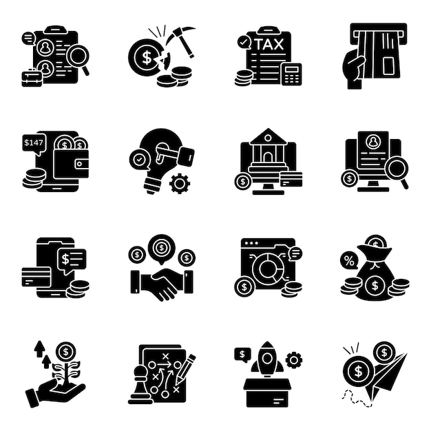 Vector set of business and finance flat icons