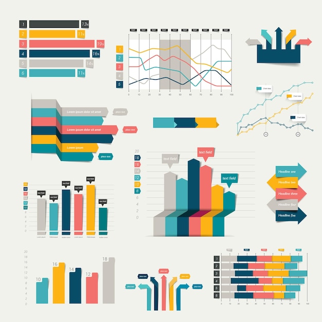 Insieme dei grafici di infographics del grafico di progettazione 3d di affari