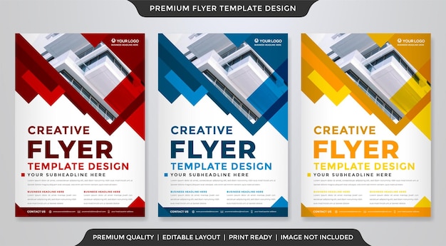 Set of business flyer template with minimalist layout and modern style use for corporate brochure