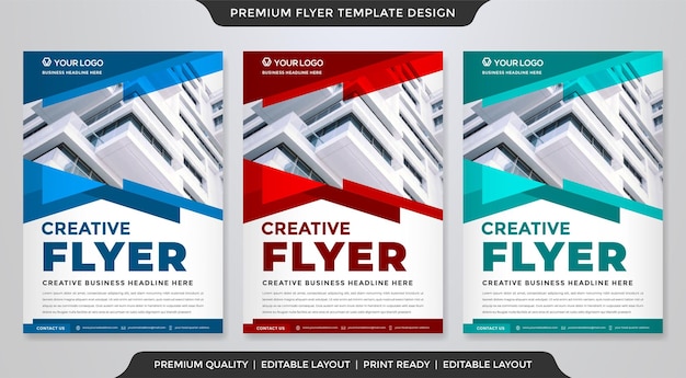 set of business flyer template with minimalist layout and modern style use for corporate brochure