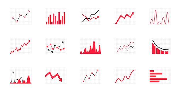 Set of business graph and charts icons Business data charts