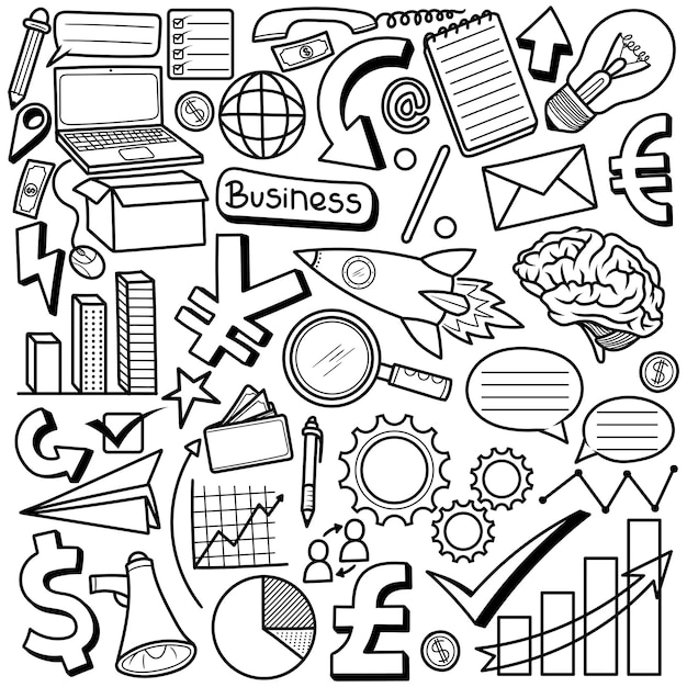 Vector set business hand drawn doodle