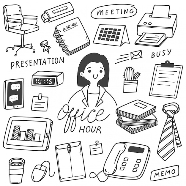 Vector set of business hand drawn doodles