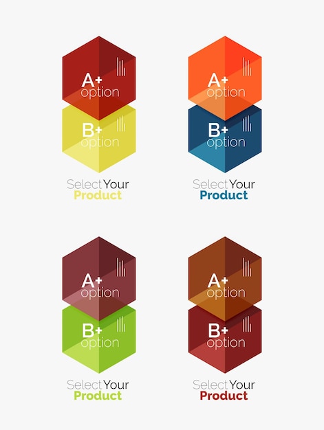 Vector set of business hexagon layouts with text and options