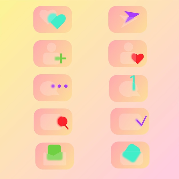 set of business icons glass morphism icons
