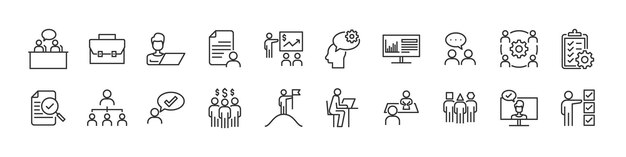 Vector set of business icons meeting workteam