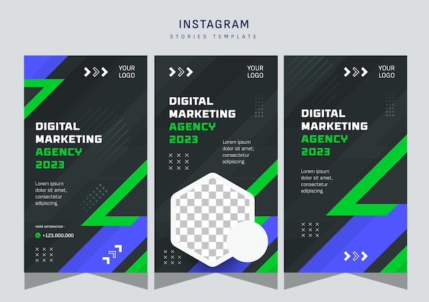 Vector set business instagram story template design