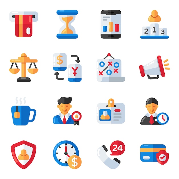 Vector set of business and investment flat icons