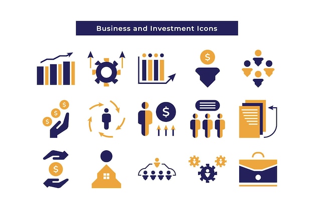 Set of Business and Investment Icons Contains Business People Workplace Human Resources Communication Team Structure and More