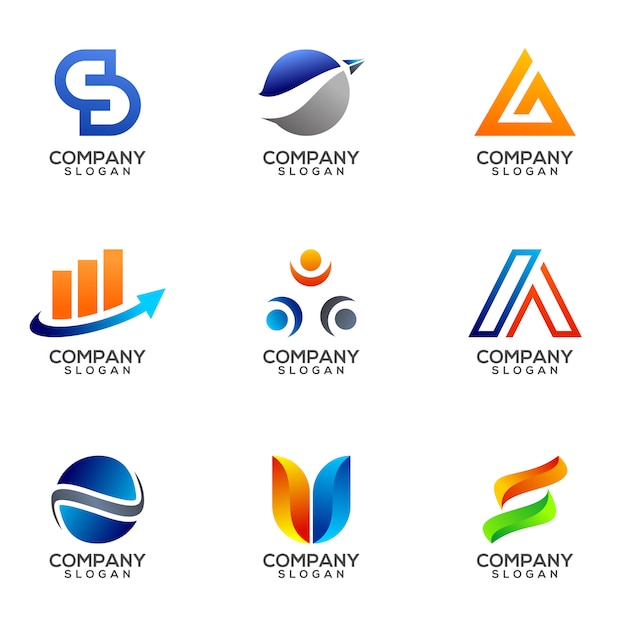 Set di business logo design vettoriale modello