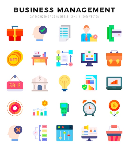Set of Business Management Icons Simple line art style icons packfor website and mobile site and apps