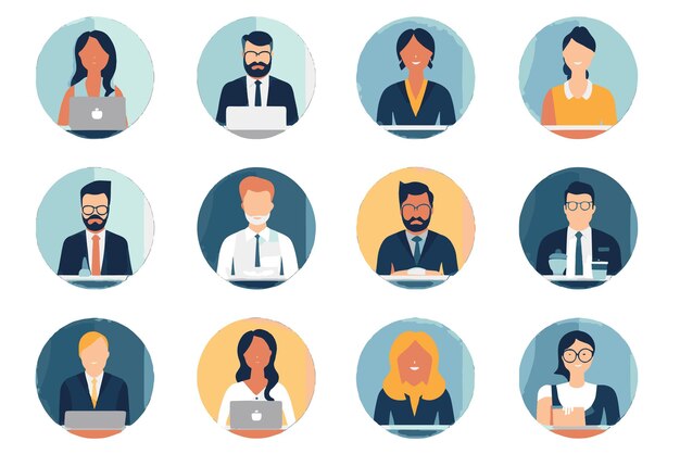 Set of business people avatar Flat design Icons Vector Illustration Flat style AI Generative