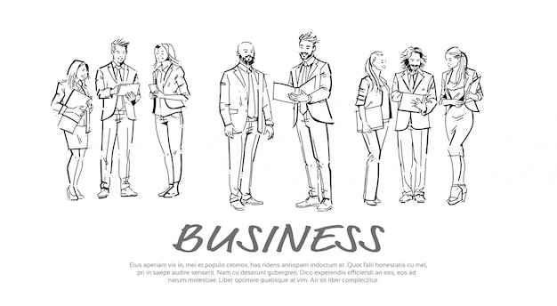 Set of business people background template