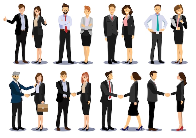 Set of business people in different poses.