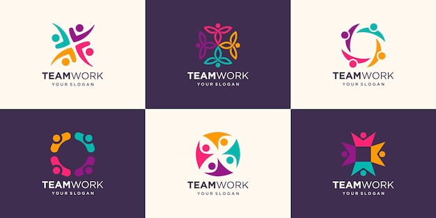 Vector set of business people together. illustration logo