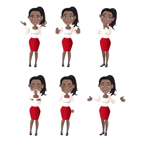 Vector set of business people with different emotion