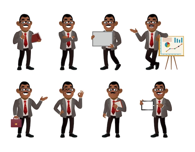 Set of business people with different poses