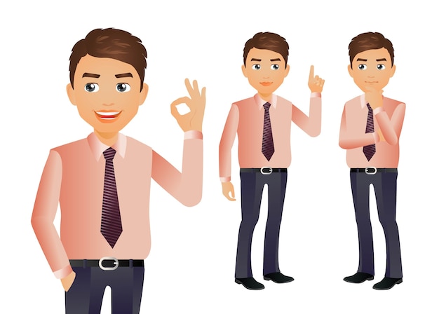 Set of business people with different poses