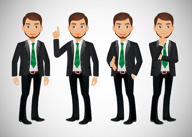 Set of business people with different poses