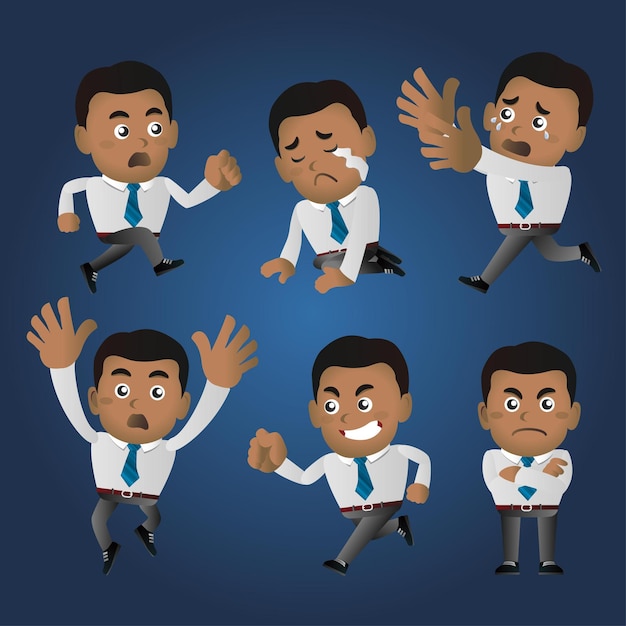 Set of business people with different poses