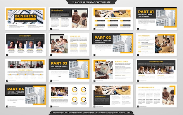 Set of business presentation layout concept template design with minimalist and modern style