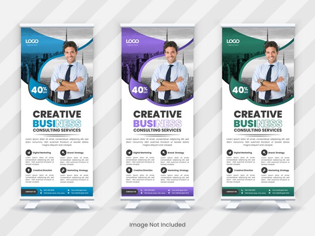 Vector set of business roll up banner template design corporate business stand banner roll up banner