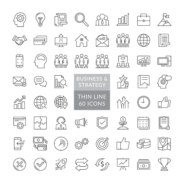 Vector set of business strategy icons