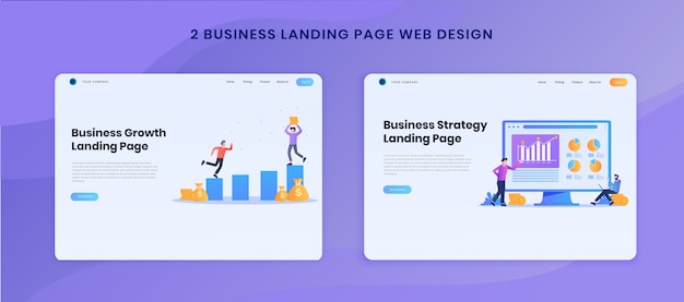 Vector set business strategy landing page web design