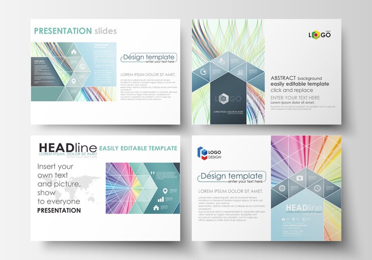 Vector set of business templates for presentation slides. 
