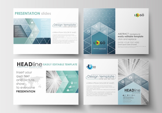 Set of business templates for presentation slides.