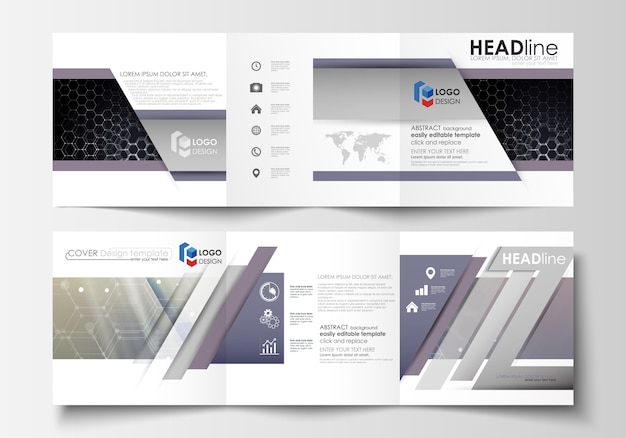 Vector set of business templates for tri-fold brochures.