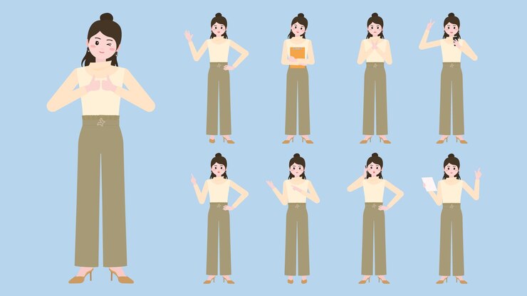 Vector ビジネスウーマンキャラクターアクションのセット