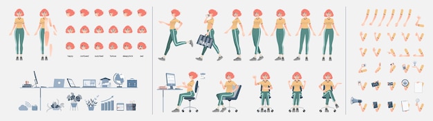 Vector set of business woman character design