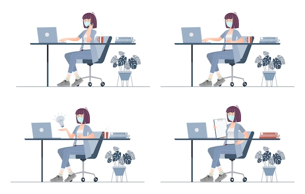 Set of business woman character design