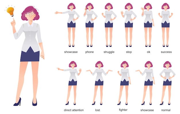 Vector set of business woman character design