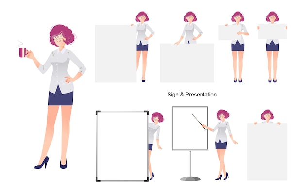 Set of business woman character design