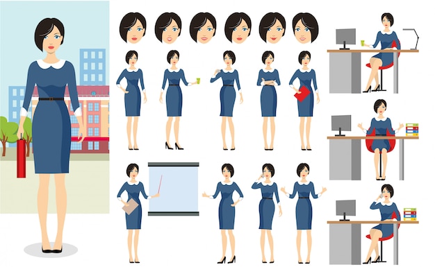 Set of business woman character.