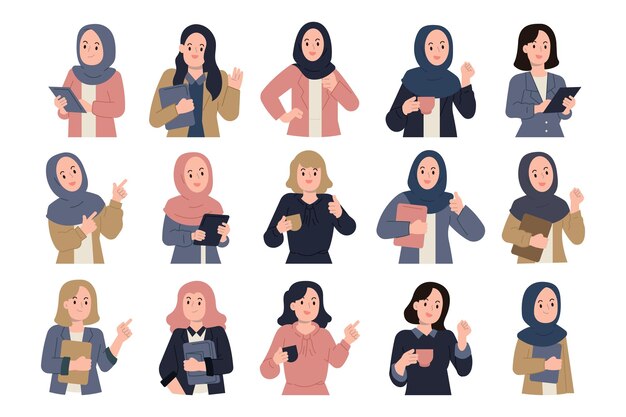 Vector set of business woman characters