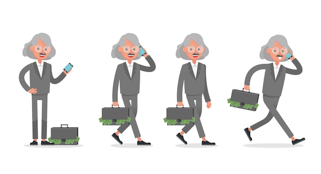 Vector set of businessman character