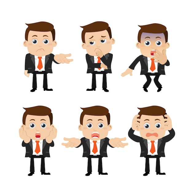 Set of businessman characters in different poses