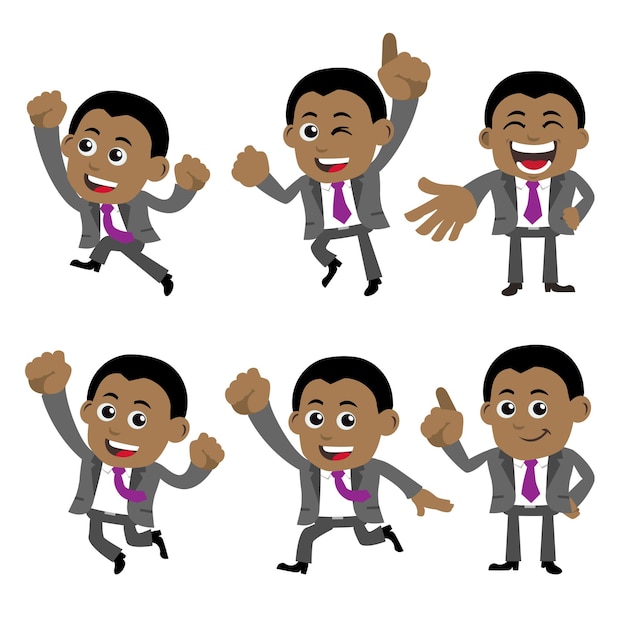 Set di caratteri dell'uomo d'affari in diverse pose