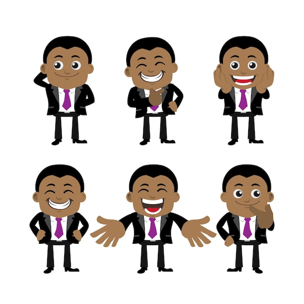 Set of businessman characters in different poses.