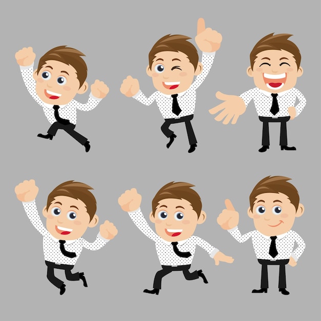 Set of businessman characters in different poses