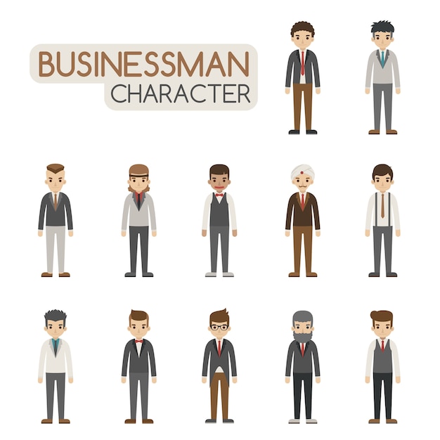 Set of businessman costume characters 