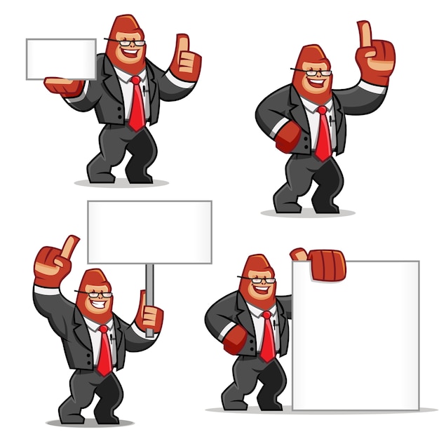 Set of businessman gorilla mascot