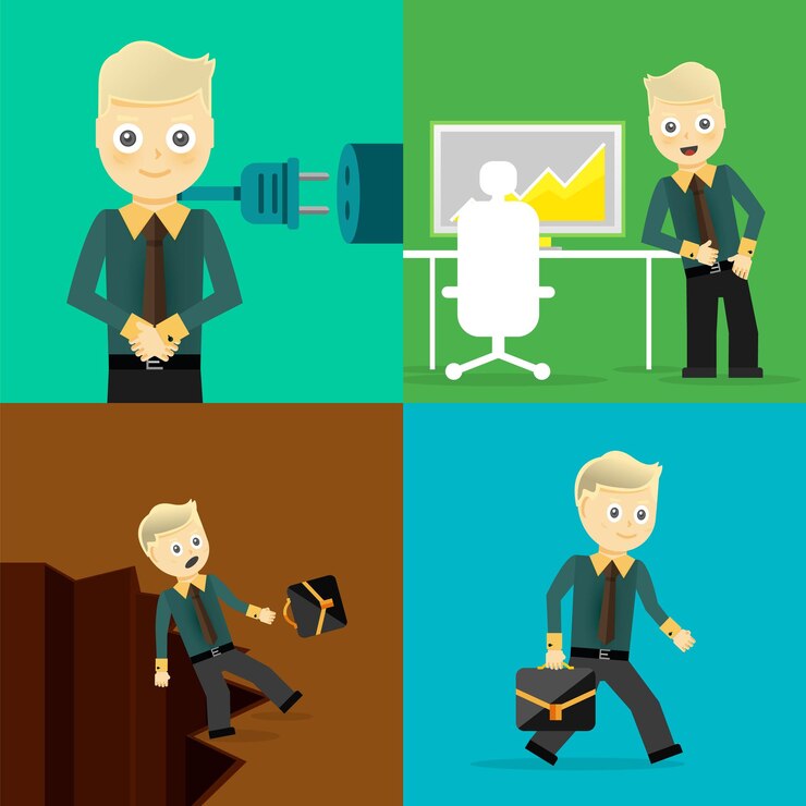 Vector set of businessman pose character concepts