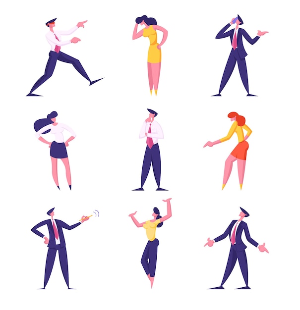 set of businesspeople male and female characters