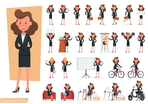 Set of businesswoman character